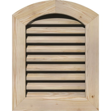 

14 W x 32 H Arch Top Gable Vent (19 W x 37 H Frame Size): Unfinished Functional Smooth Pine Gable Vent w/ 1 x 4 Flat Trim Frame