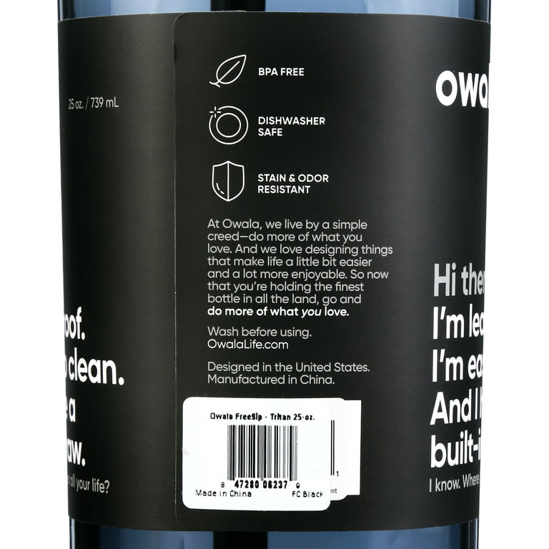 Owala FreeSip Tritan Water Bottle, 25 Oz., Very, Very Dark Black