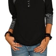 thumbnail image 2 of Elegante blusa informal para uso diario, cómoda túnica con botones de manga larga negra talla 3XL, 2 of 6