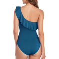thumbnail image 4 of Mycoco Womens One Piece Swimsuits One Shoulder Ruched Ruffle Monokini Bathing Suits, 4 of 6