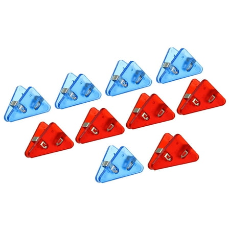 Uxcell Multifunction Document Clip,10Pack Triangular Clip for Page Corner,Transparent red blue