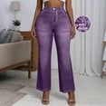 thumbnail image 2 of GUACER Womens Wide Leg Pants Trendy Jean Look High Waisted Stretchy Casual Work Trousers With Pockets, 2 of 9