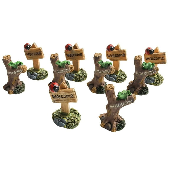 Holzlrgus 10 Pcs Fairy Garden Signs - Miniature Yard Sign Accessories for Outdoor Dollhouse Décor.