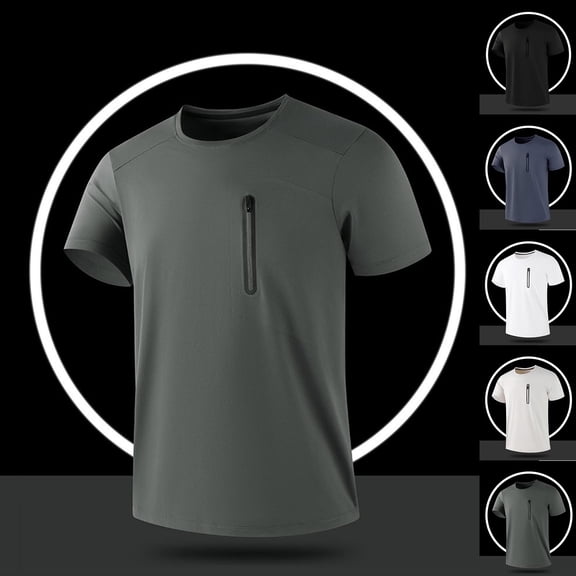 Hilenly Men's Cooling Ice Silk Running Shirts Quick Dry Short Sleeve Athletic Gym T-Shirts UPF 50 Outdoor Workout Tshirts