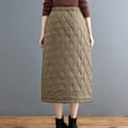 thumbnail image 5 of KHONTS Women's Elastic Waist Quilted Skirt Winter Warm Padded Quilted Midi Long Puffer Insulated Skirt with Pockets Green XL, 5 of 8