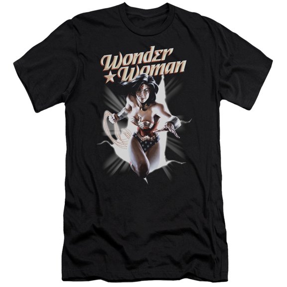 JLA Justice League Ww Break Out Premium Canvas Adult Slim Fit 30/1 T-Shirt Black