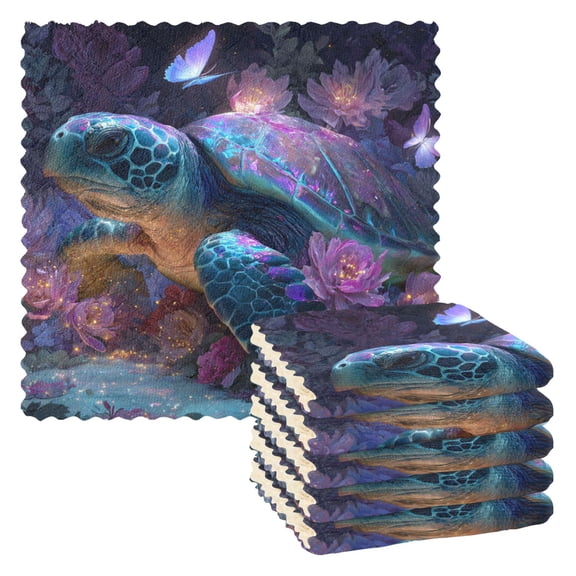 6 Pieces of Kitchen Towels 11x11Inch Kitchen Dish Cloths Kitchen Dish Towels Reuseable Cleaning Cloths Colorful Sea Turtle