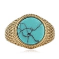 thumbnail image 3 of Titanium Steel Turquoise Ring Mens Round Stone Circle Band Stainless Steel 7 8 9 10 11 12 13 Bold Modern Style, 3 of 7