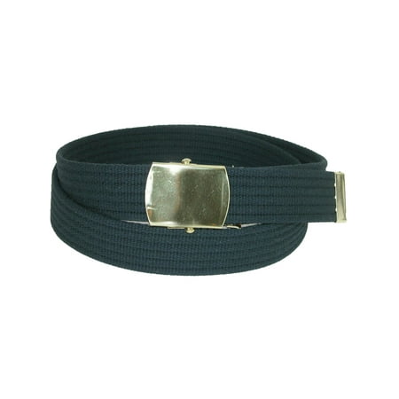 Embossed Brass Buckle - Big & Tall Ribbed Fabric Belt with Brass Buckle
