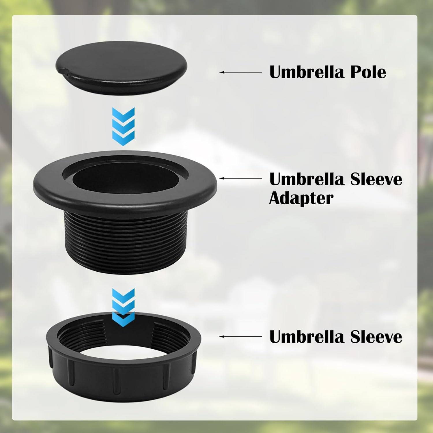 Umbrella Hole Ring Plug Set,Bexikou 2 Sets Patio Table Umbrella Silicone Ring Cap Cover,Outdoors Deck Table Hole Cover,Insert Thicker Umbrella Plug for Patio Table Yard, Black