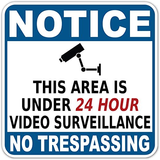 Warning Video Audio Surveillance | No Trespassing Protected 24 HR Cameras  Private Property CCTV Stickers/Signs (18" x 18" Metal Sign, Notice 24 Hr Video  Surveillance) - Walmart.com