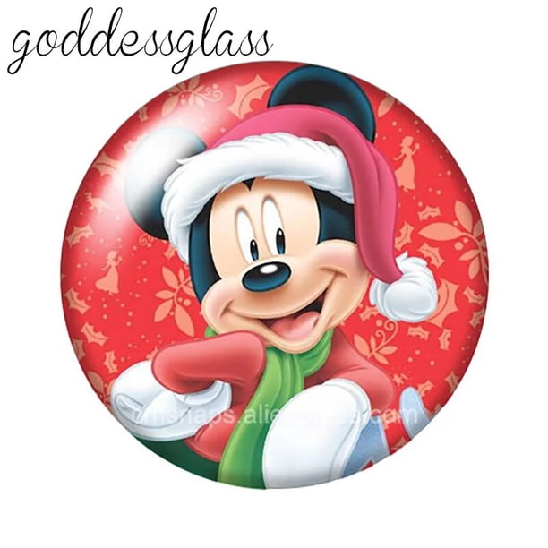 Princesas de Mickey de Disney, regalo de Navidad, 10 piezas, 12mm/18mm/20mm/25mm, foto redonda, cabujón de cristal, collar de espalda plana