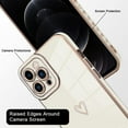 thumbnail image 3 of Luxury Love Heart Compatible with iPhone 12 Pro Max Case Cute for Women & Girls with Glitter Gold Plated Design Upgraded Full Camera Protection Soft TPU Shockproof Phone Cover-White, 3 of 12