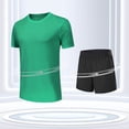 thumbnail image 6 of Timoontee Men's Lightweight Tracksuits Summer 2 Piece Sets Short Sleeve Crewneck Shirts with Elastic Waist Shorts Casual Sweatsuits for Hiking Running Workout Etc Army Green L, 6 of 6