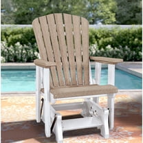 HomeStock Coastal Cottage Fan Back Glider in Weatherwood with a White Base