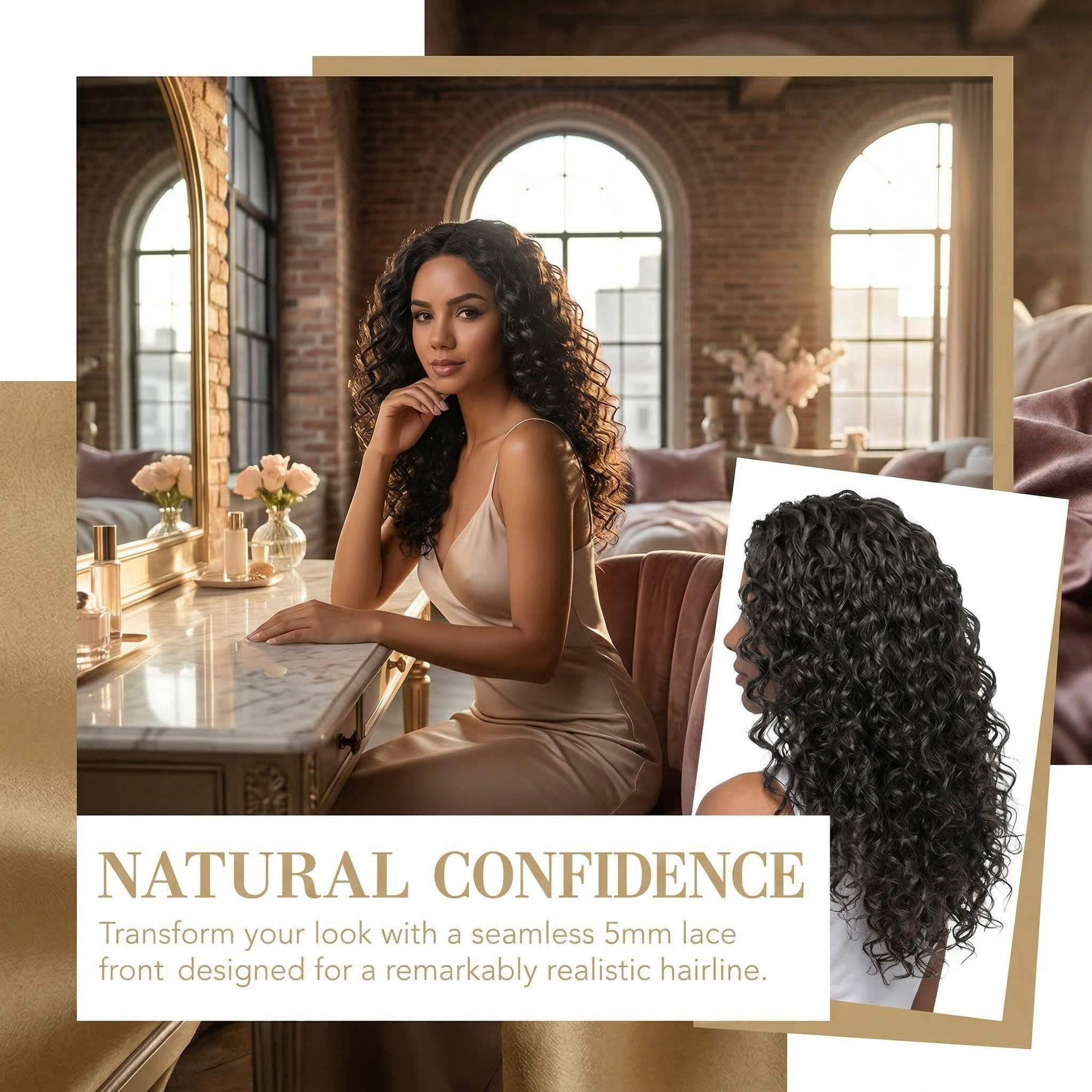 Long Kinky Curly Wig Lace Front,Synthetic Fiber Deep Wave Afro Hair Replacement Wig 19 Inch