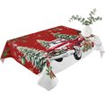 thumbnail image 2 of Red Christmas Table Cloth Waterproof Tablecloths, Snowman Truck Xmas Tree Ball Snowflake Winter Tablecloth Dining Table Cover for Kitchen Party Tabletop Outdoor, Rectangle Tablecloth 60x102 Inch, 2 of 9