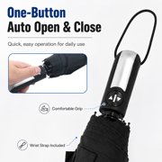 Windproof Travel Umbrella Compact Light Automatic Strong and Portable Wind Resistant, Small Folding Backpack Umbrella for Rain for Men and Women