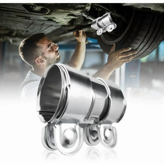50mm Stainless Steel Exhaust Pipe Connector - Universal Exhaust Clamp with 2 Exhaust Clamps (Ø 50mm / L 95mm)