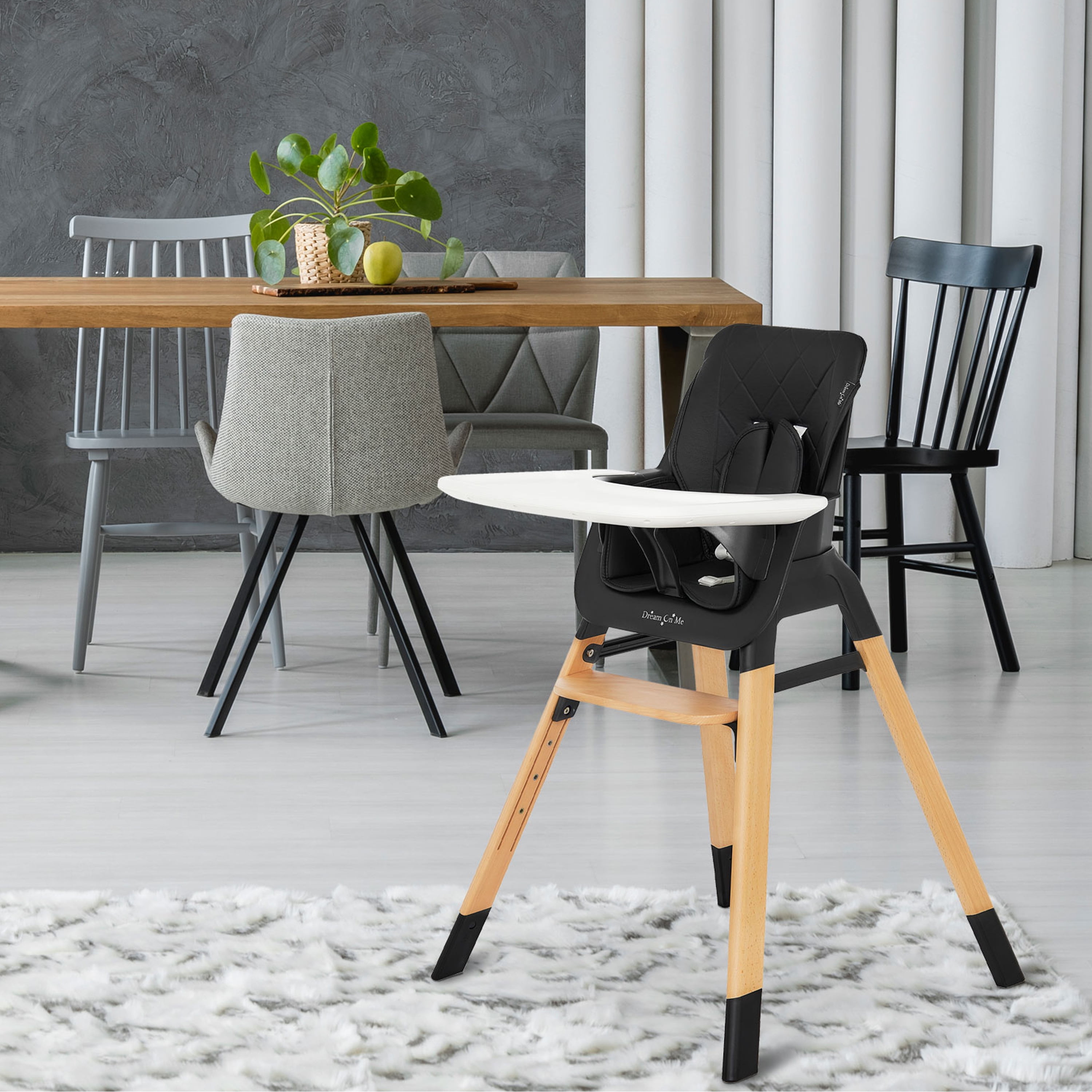 Dream on Me Nibble Wooden Highchair | Compact High Chair | Light Weight | Portable |Removable Seat Cover I Adjustable Tray I Baby and Toddler
