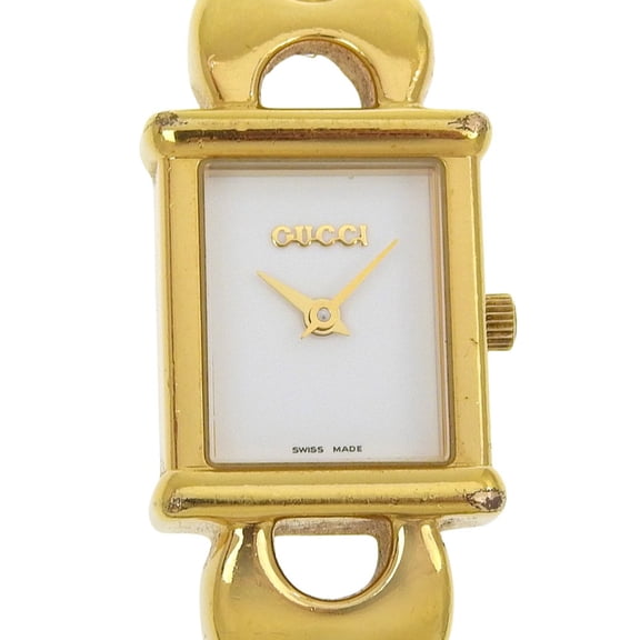 Pre-Owned Gucci 1800L Women's Gold-Plated Quartz Analog Watch with White Dial