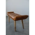 thumbnail image 3 of Creative Co-Op Wood and Goat Leather Bench, Brown, 3 of 6