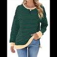 thumbnail image 2 of Sudadera Oversize para Mujer, Verano 2025, Cuello Redondo, Rayas, Larga, Aberturas Laterales, Sudaderas con Capucha Y2K Verde y Azul XXL, 2 of 10