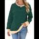 thumbnail image 2 of Sudadera Oversize para Mujer, Verano 2025, Cuello Redondo, Rayas, Larga, Aberturas Laterales, Sudaderas con Capucha Y2K Verde y Azul XL, 2 of 10