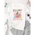 thumbnail image 2 of T-Shirt Graphique "Candy Crew" pour Femmes - Noir avec Imprimé Bonbon Coloré, Col Rond Décontracté Manches Courtes, Haut d'Été Confortable en Mélange de Coton, 2 of 7