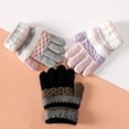 thumbnail image 3 of Kids Gloves Full Fingers Knitted Gloves Warm Mitten Winter Favor for Little Boys and Girls 4-7 Years Old 3 Pairs, 3 of 9