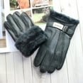 thumbnail image 7 of New Sheepskin Fur Gloves Men's Leather Thicken Winter Warm Outdoor Windproof and Cold-proof Finger Gloves (Brown,One Size), 7 of 7