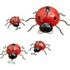 Metal Ladybug Garden Decorations with Red and Black Spots - Set of 4