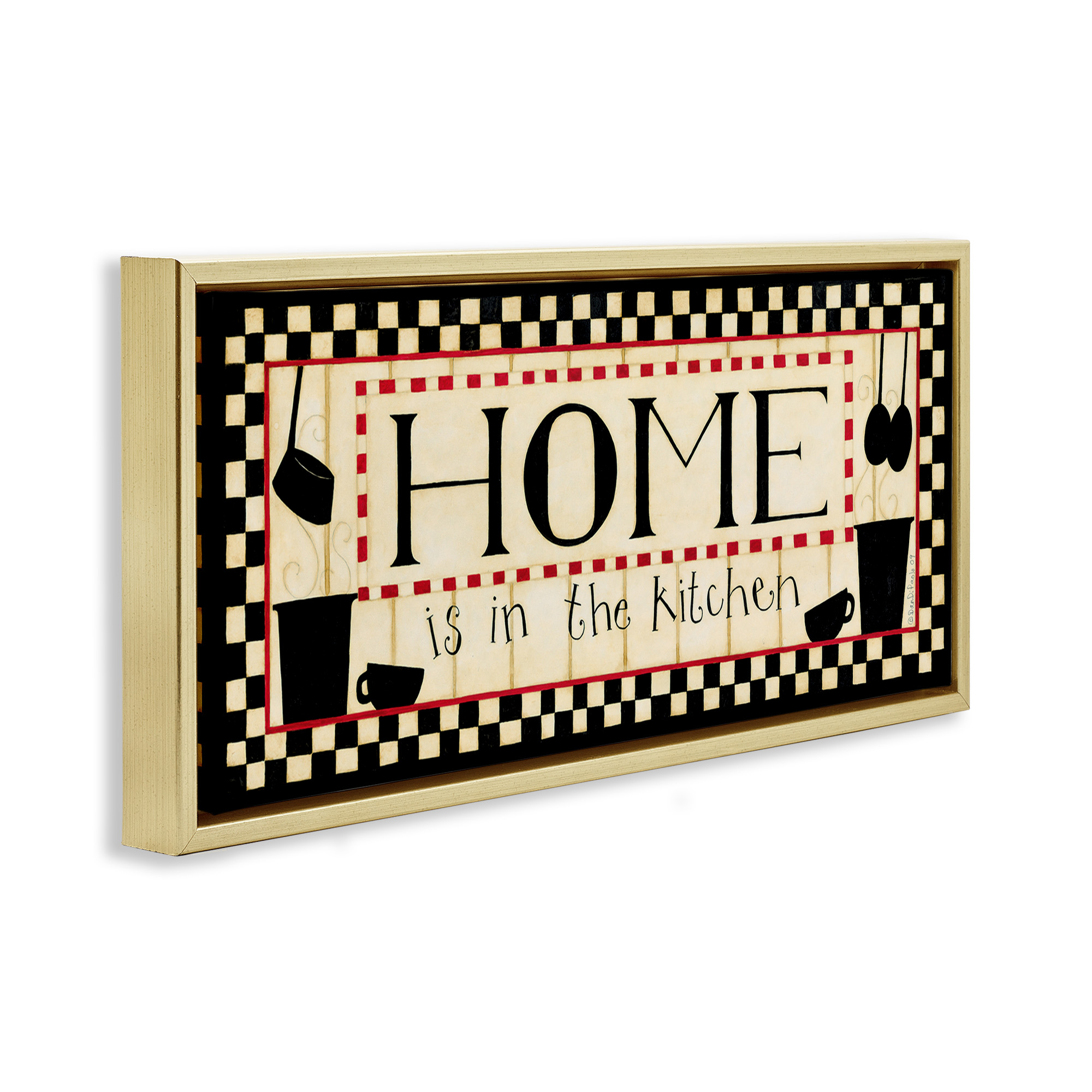 Stupell Industries Vintage Family Kitchen Phrase Food & Beverage Painting Gold Floater Framed Canvas Art Print Wall Art, 25 x 11