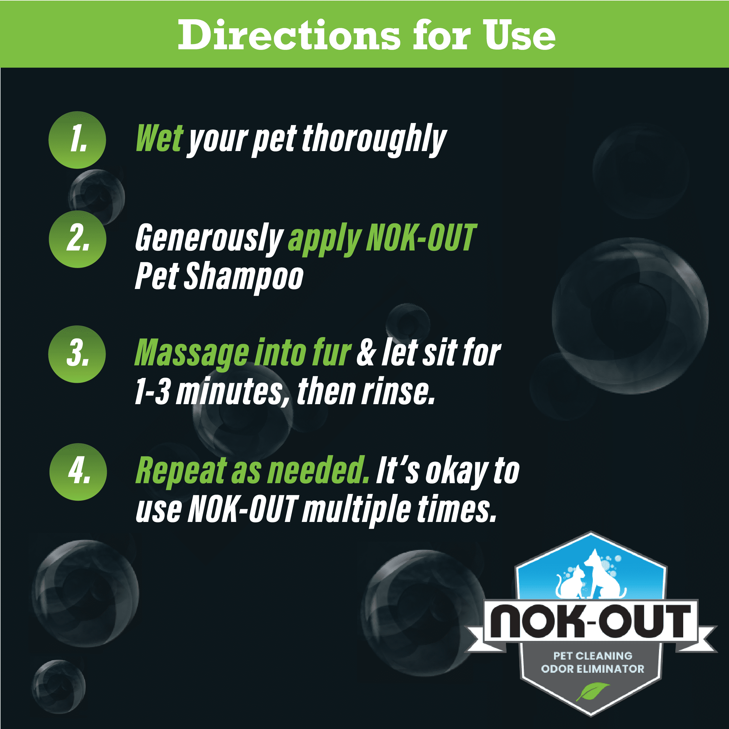 Nok-Out Premium Grade Pet Shampoo for Dogs and Cats, Veterinary Strength and Odor Eliminator Formula, 20 Ounce Bottle 4-Pack