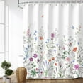 thumbnail image 4 of Floral Shower Curtain Flower Shower Curtain Butterfly Showers Curtain for Bathroom Lilac Shower Curtain with Hooks Watercolor Floral Bathroom Decor Pretty Wildflower Purple, 72" W x 84" H, 4 of 6
