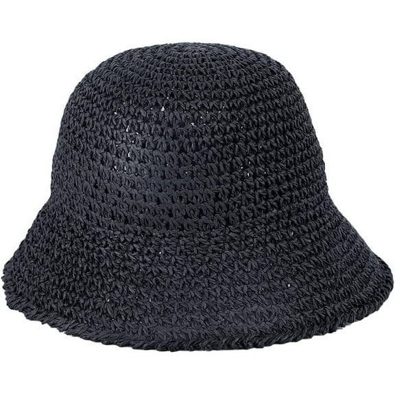 YooGuoGuo Womens Straw Sun Hat Woven Crochet Bucket Hat Fishing Hat Beach Hat Foldable Cap Solid Color Straw Summer Beach Hat