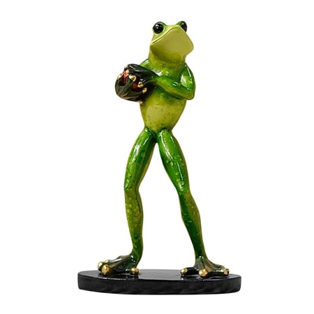 Frog Garden Statue Resin Figurines Outdoor Birthday Gift Home Yard Desktop Figures Animal Sculpture for Pond Patio DIning Room Housewarming Rugby10.5x5.5x17.5cm