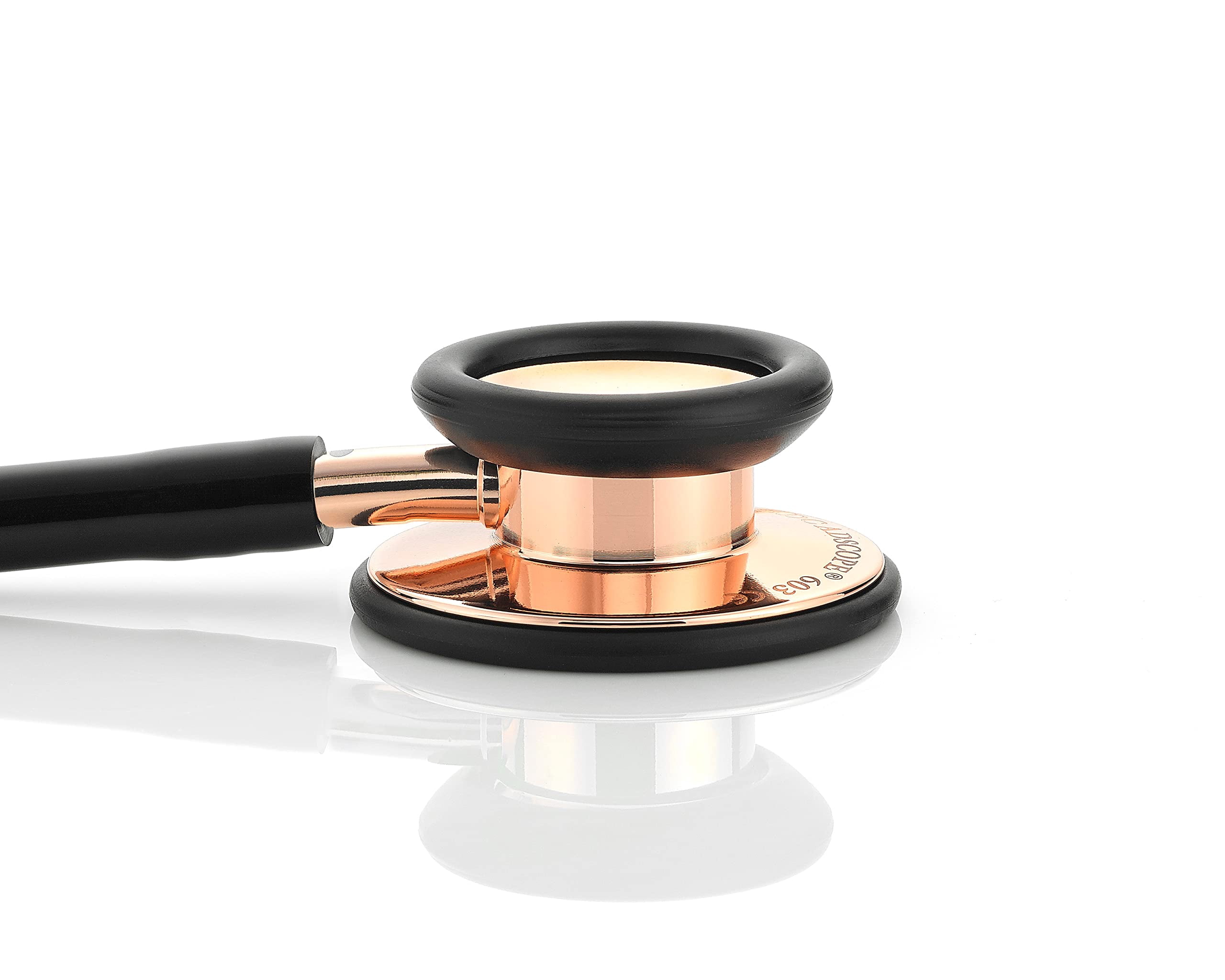 ADC Classic Stethoscope for Doctors, Nurses, and Students with pairs of spare Adsoft, Plus ear tips and AFD technology - AD603, Rose Gold, Rose Gold, Black