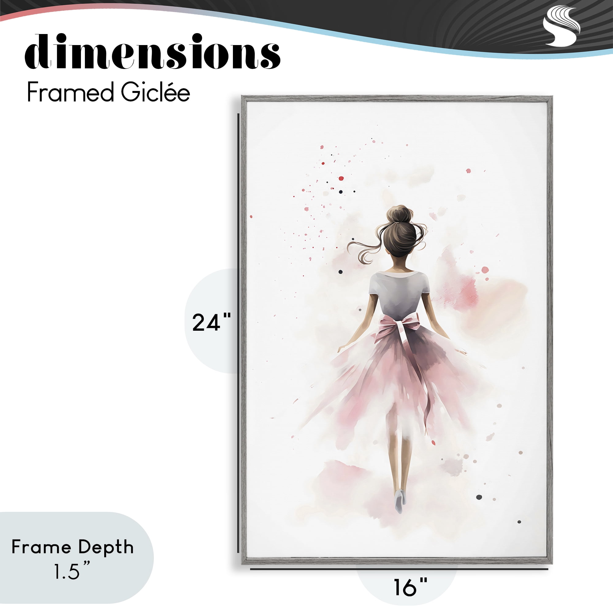 Stupell Industries Speckled Ballerina View Gray Framed Giclee Art, design by Creative Studio