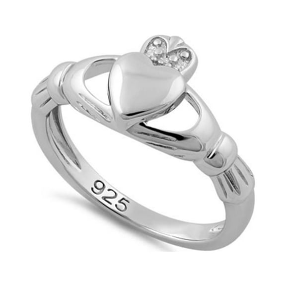 925 Sterling Silver Oxidized Platinum Plated Plain Claddagh Stackable Women Valentines Day Gifts Ring