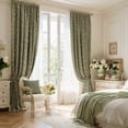 thumbnail image 4 of StangH Green Floral Curtains for Living Room, Soft Velvet Peony Print with Cottage Privacy Window Drapes for Living Room, Sage Green, W52 x L84, 2 Panels, 4 of 8