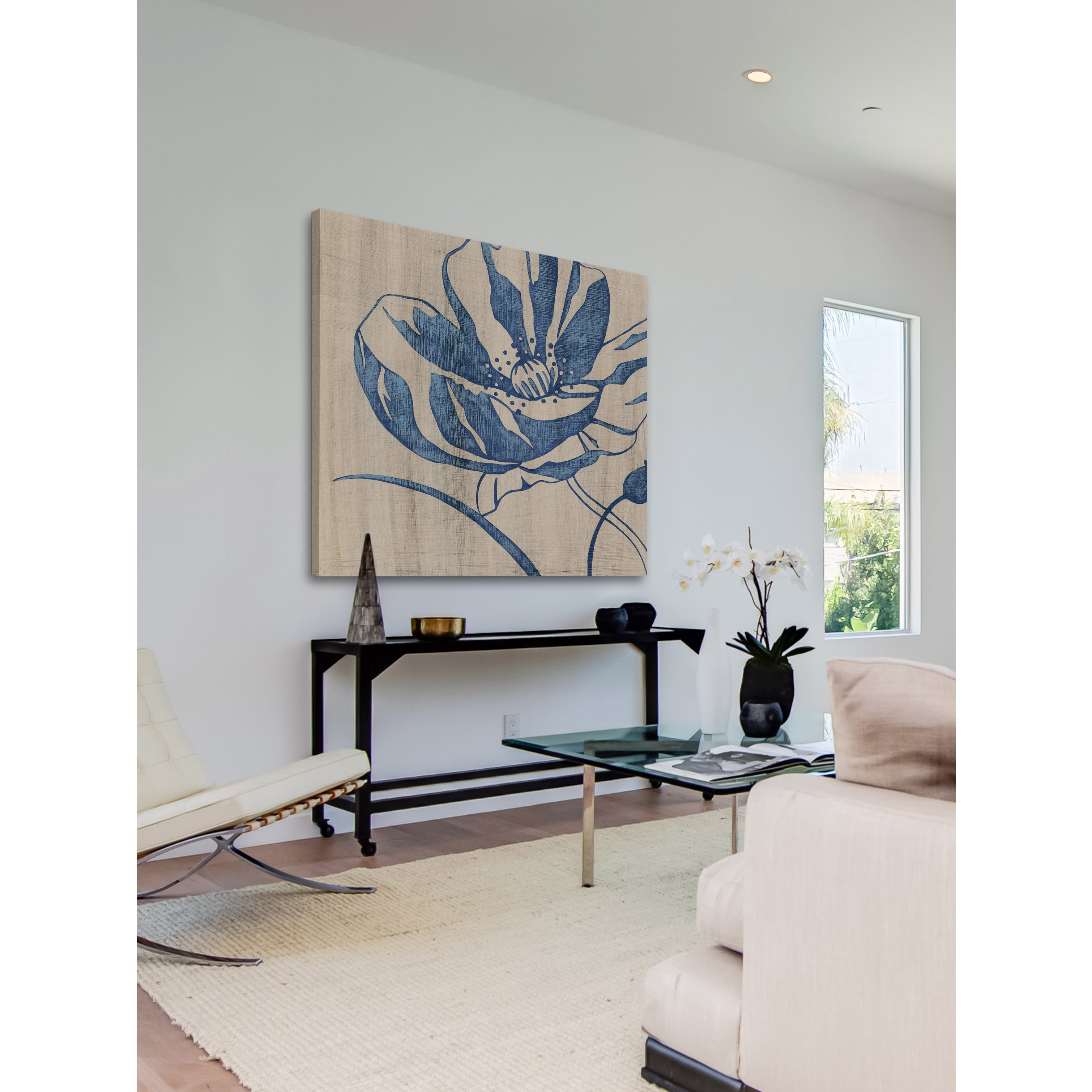Marmont Hill "Indigo Poppy" Painting Print on Wrapped Canvas