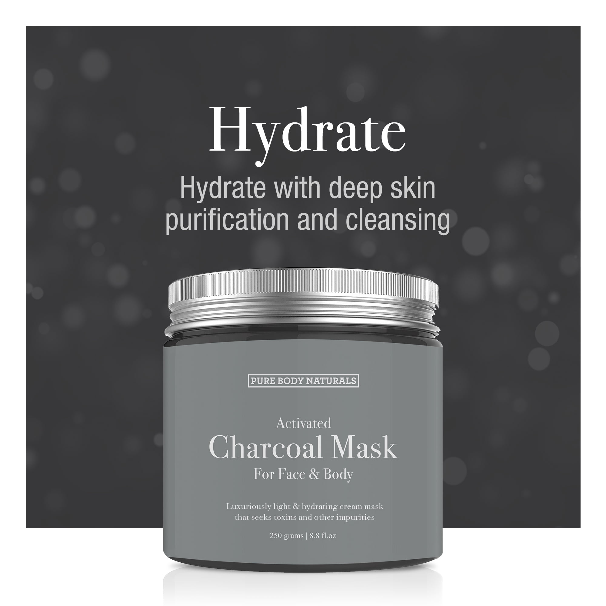 Face Mask Gift Set - includes Natural Mud Mask, Clay Mask and Charcoal Face Mask - by Pure Body Naturals (3 Jars, 8.8 oz. Each)