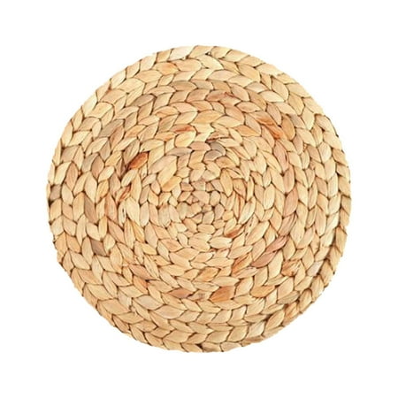 

Hot Sale! Iheaun Household Pure Hand Woven Water Hyacinth Grass Mat Cup Bowl Pot Plate Anti Scalding Heat Insulation Table Decoration Mat Placemats