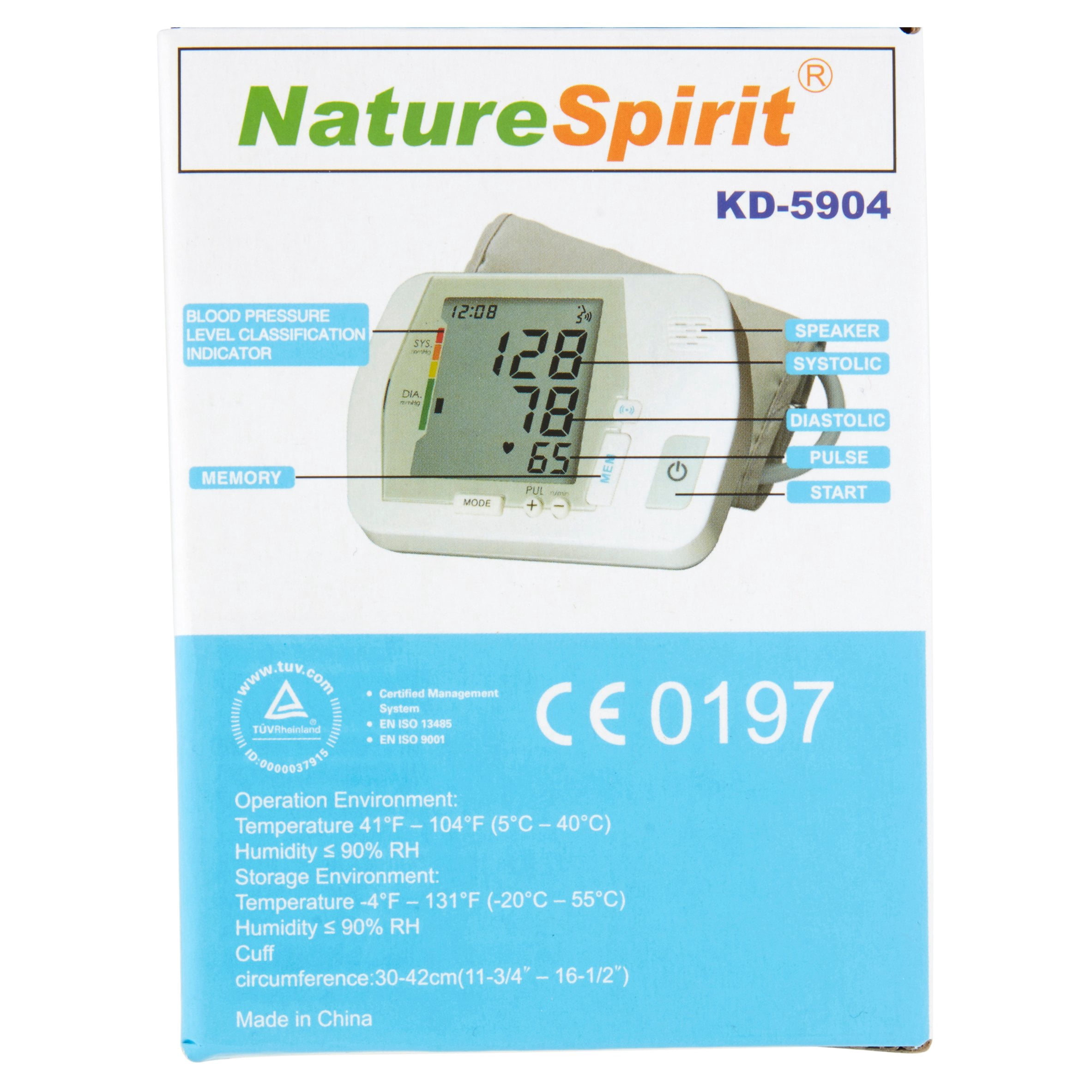 NatureSpirit English and Spanish Talking Up Arm Blood Pressure Monitor with Extra large Cuff