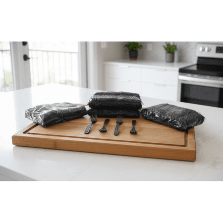 X-Heavy Weight Disposable PP Forks, Sturdy & Ergonomic Handle, Black Food-Grade Polypropylene Cutlery, 1000 Count for Dining Takeout Catering Banquet