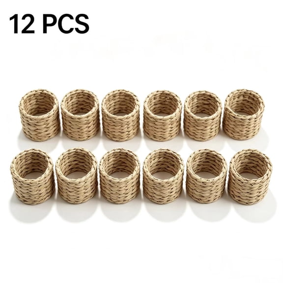 Vruelia 12Pcs Water Hyacinth Napkin Rings -for Party, Dinner Table Decoration