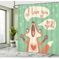 thumbnail image 5 of Ambesonne Romance Shower Curtain, Fox Humor Romance, 69"Wx84"L, Mint Green Ginger, 5 of 5