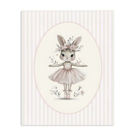 Stupell Industries Cottage Nursery Ballerina Bunny Striped Canvas Art, 16 x 20, by LSR Design Studio