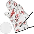 thumbnail image 3 of Delicate Cherry Blossoms Print Oven Mitts and Pot Holders Sets 4 Piece Set Kitchen Women Men Cooking Baking Microwave Heat Resistant, 3 of 6